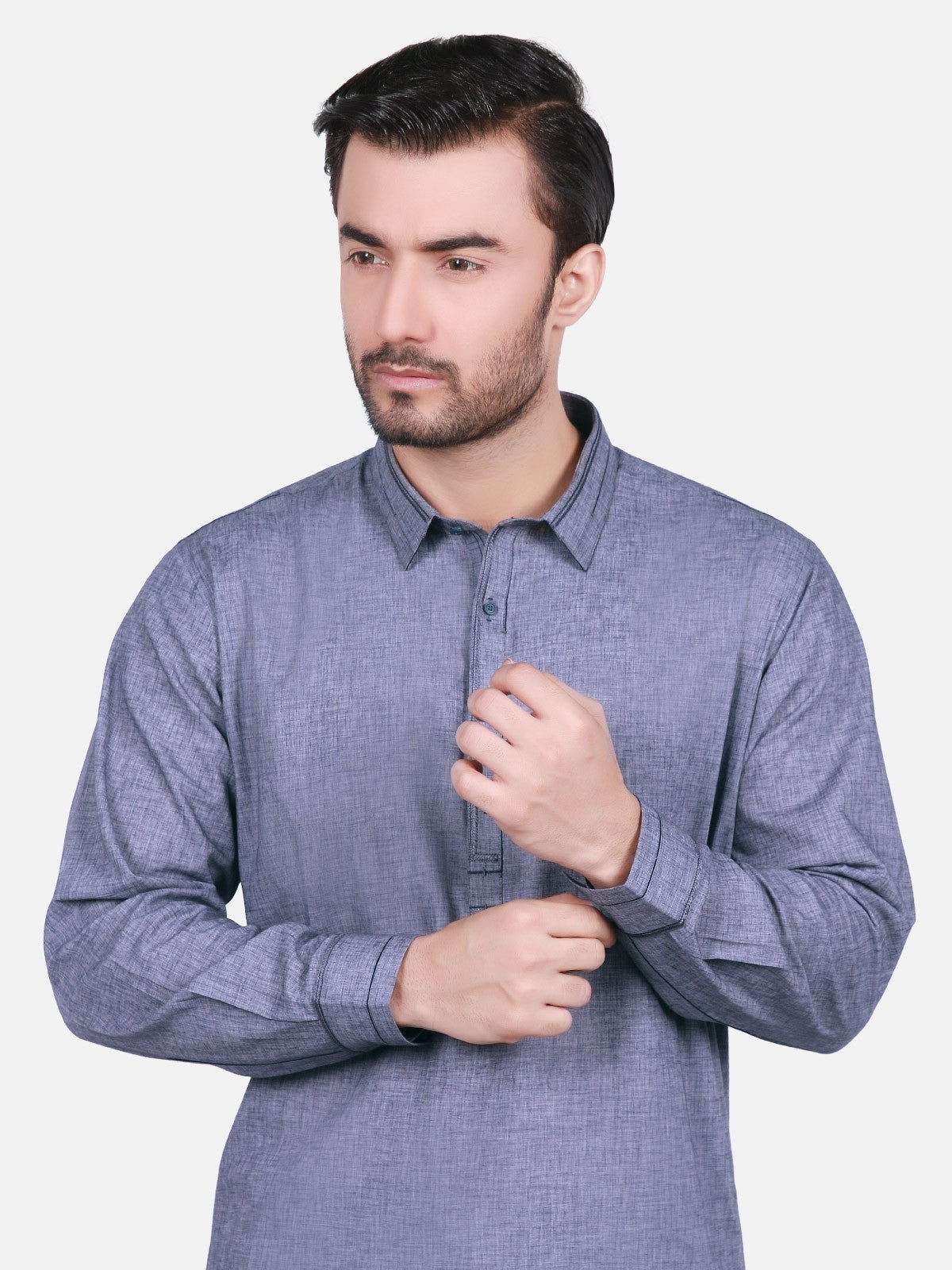 Edenrobe - Men's Grey Kurta Shalwar - EMTKS19S-40699