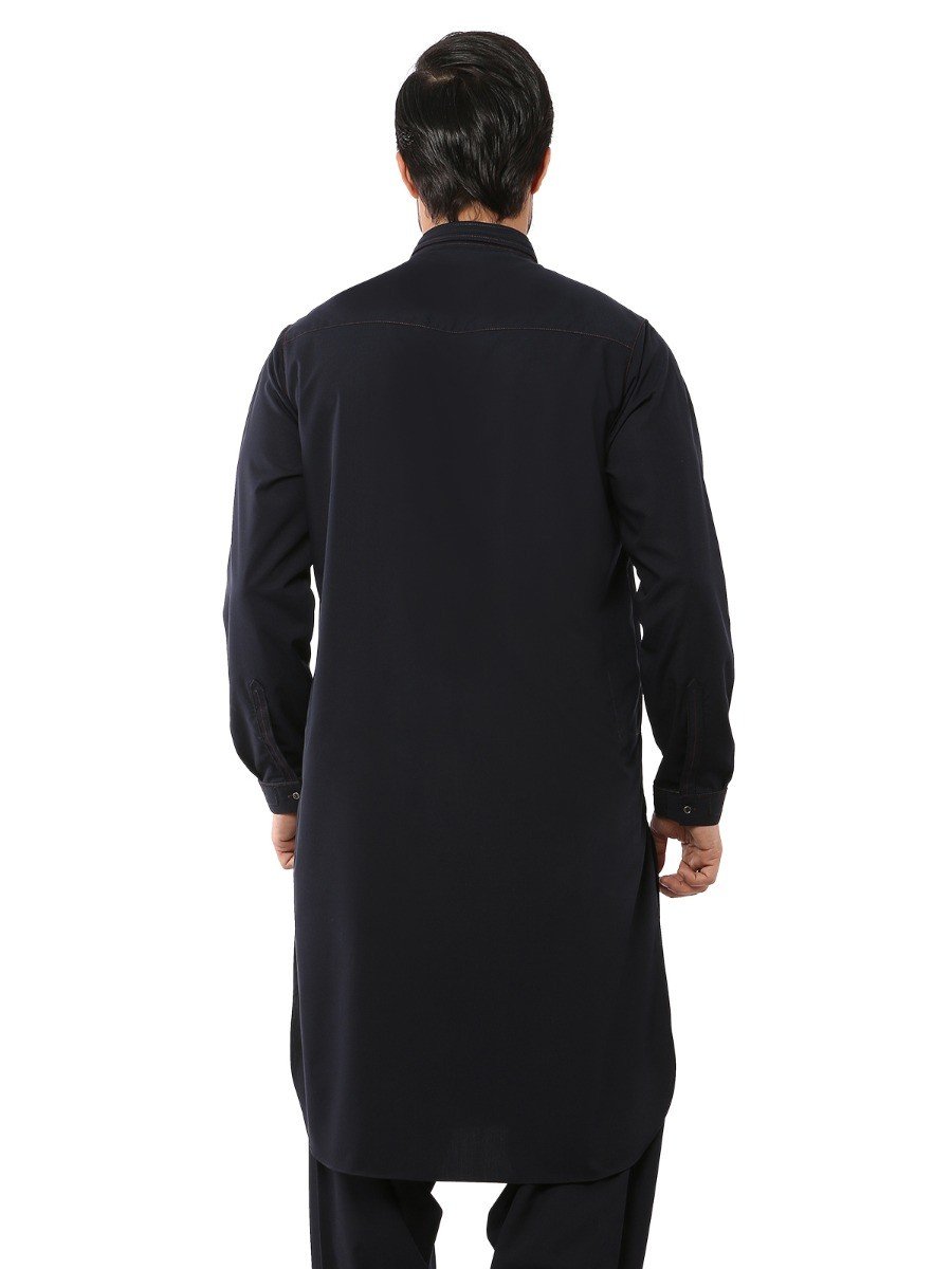 Edenrobe - Men's Dark Navy Kurta Shalwar - EMTKS19S-40808