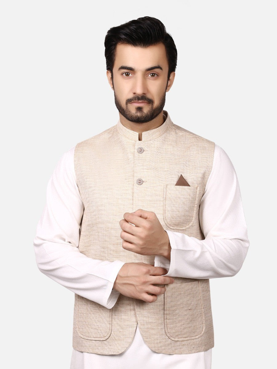 Edenrobe - Men's Beige Waist Coat - EMTWC19-003