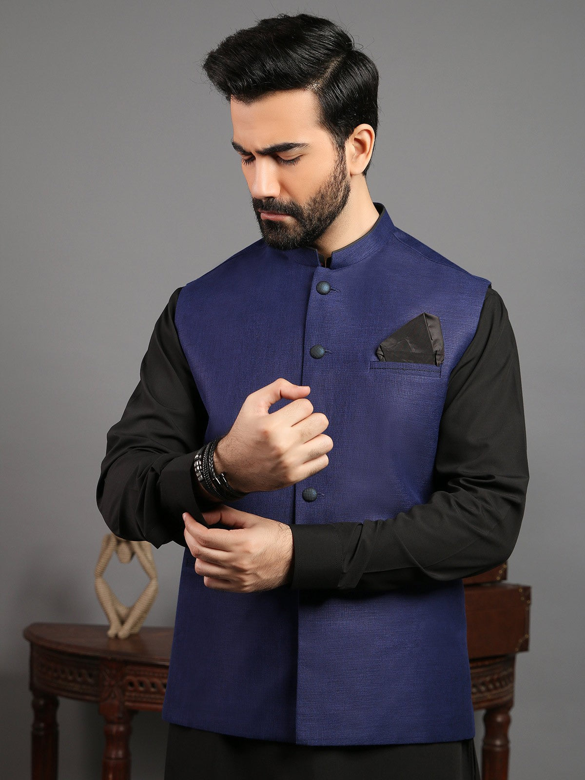 Edenrobe - Men's Royal Blue Waist Coat - EMTWC19-009