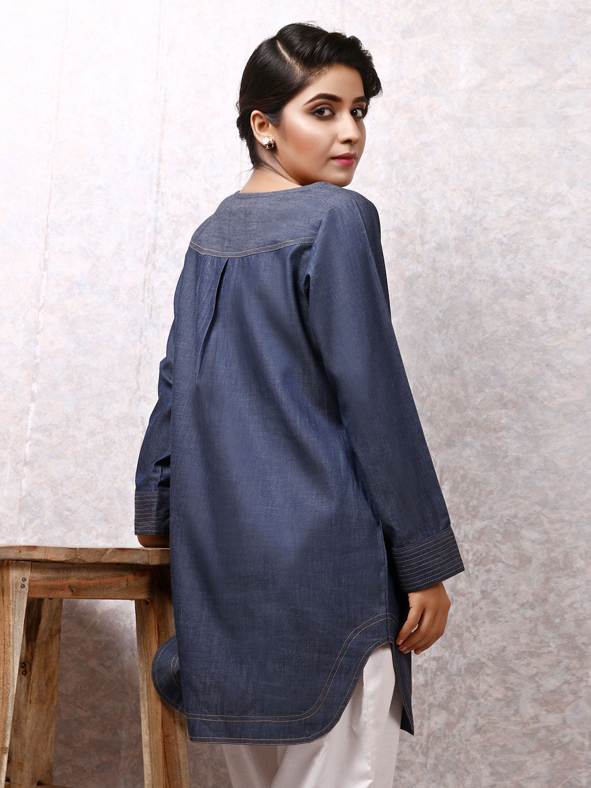 Edenrobe - Pret 1Pc Printed Denim Shirt - ELTK19-66819