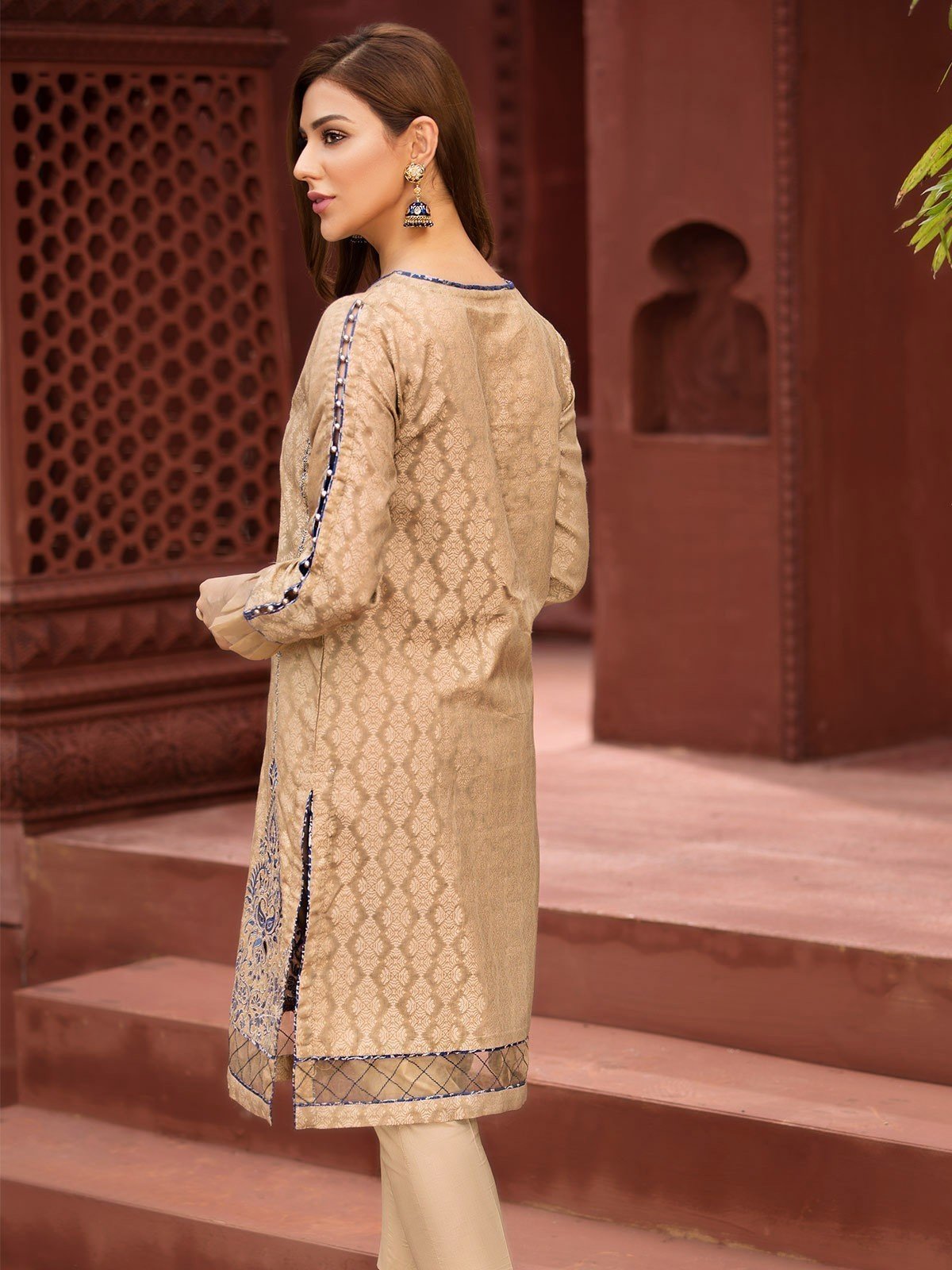 Edenrobe - Pret 1Pc Embroidered Jacquard Shirt - ELTKE19-66335