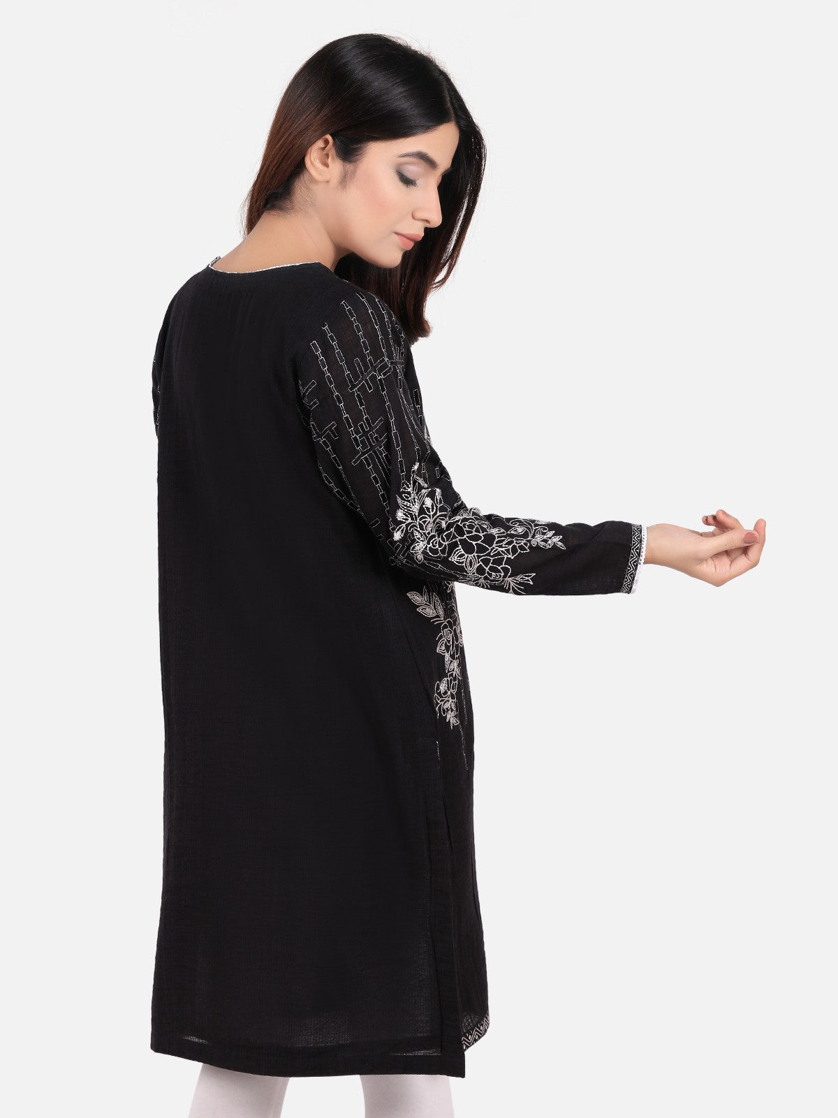 Edenrobe - Pret 1Pc Embroidered Black Shirt - ELTKE19-66578