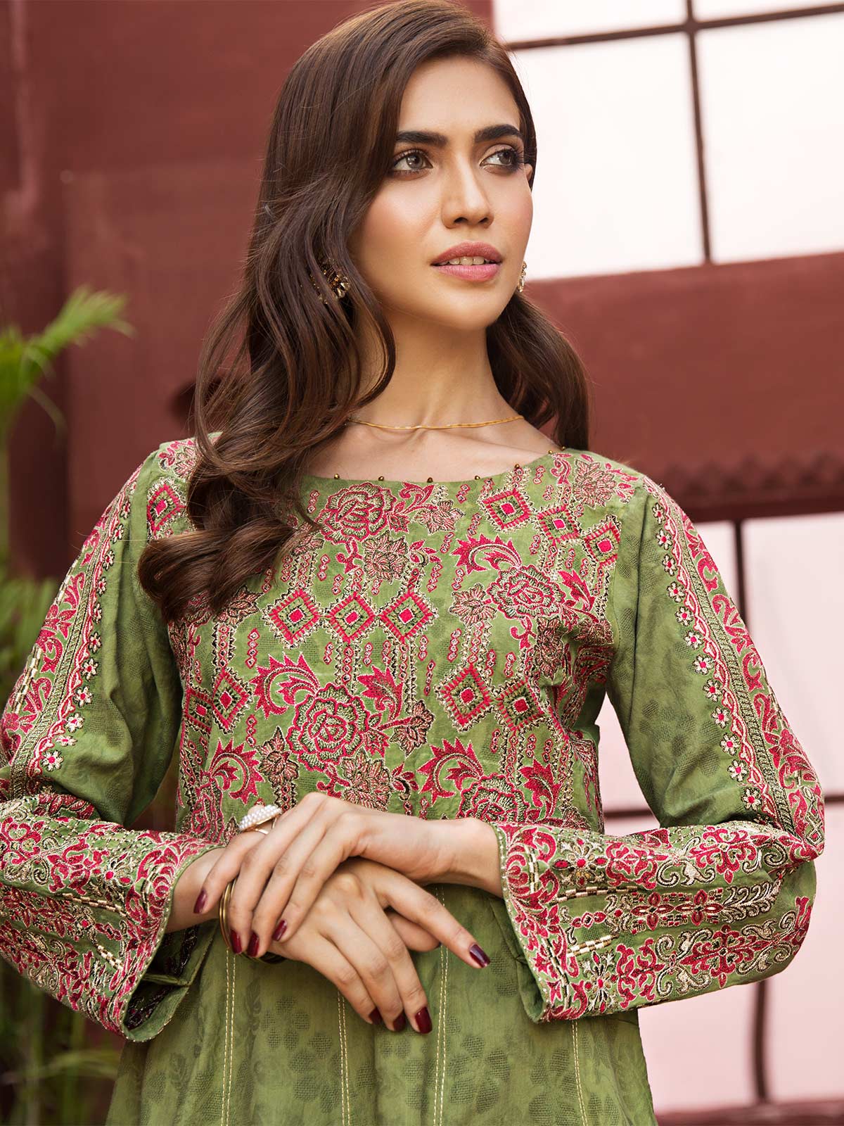 Edenrobe - Pret 2Pc Embroidered Jacquard Shirt Trouser - ELTKE19-66838 (2-PCS)