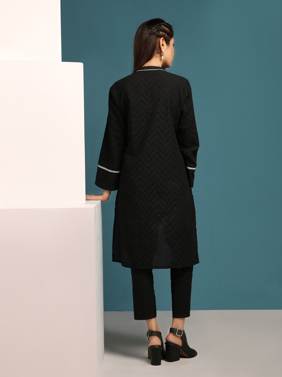Edenrobe - Pret 1Pc Embroidered Black Shirt - ELTKE19-67009