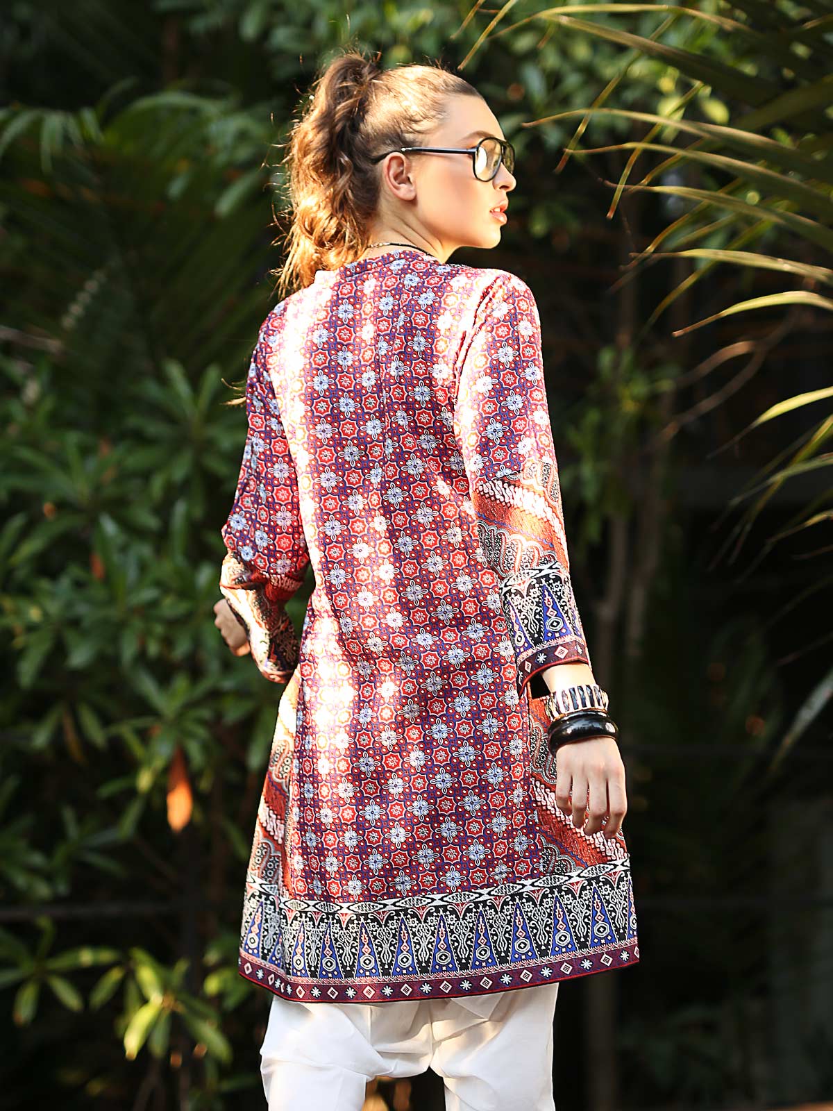 Edenrobe - Pret 1Pc Printed Maroon Shirt - ELTKP19-66607
