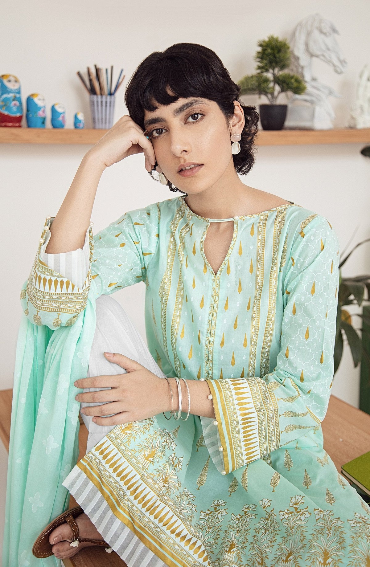 Orient - Unstitched 2PC Pearl Printed Shirt Jacquard Dupatta