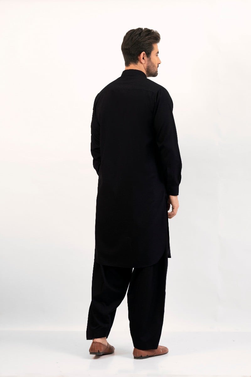 Edenrobe - Men's Black Kurta Shalwar Plain - EMTKSP20S-40883