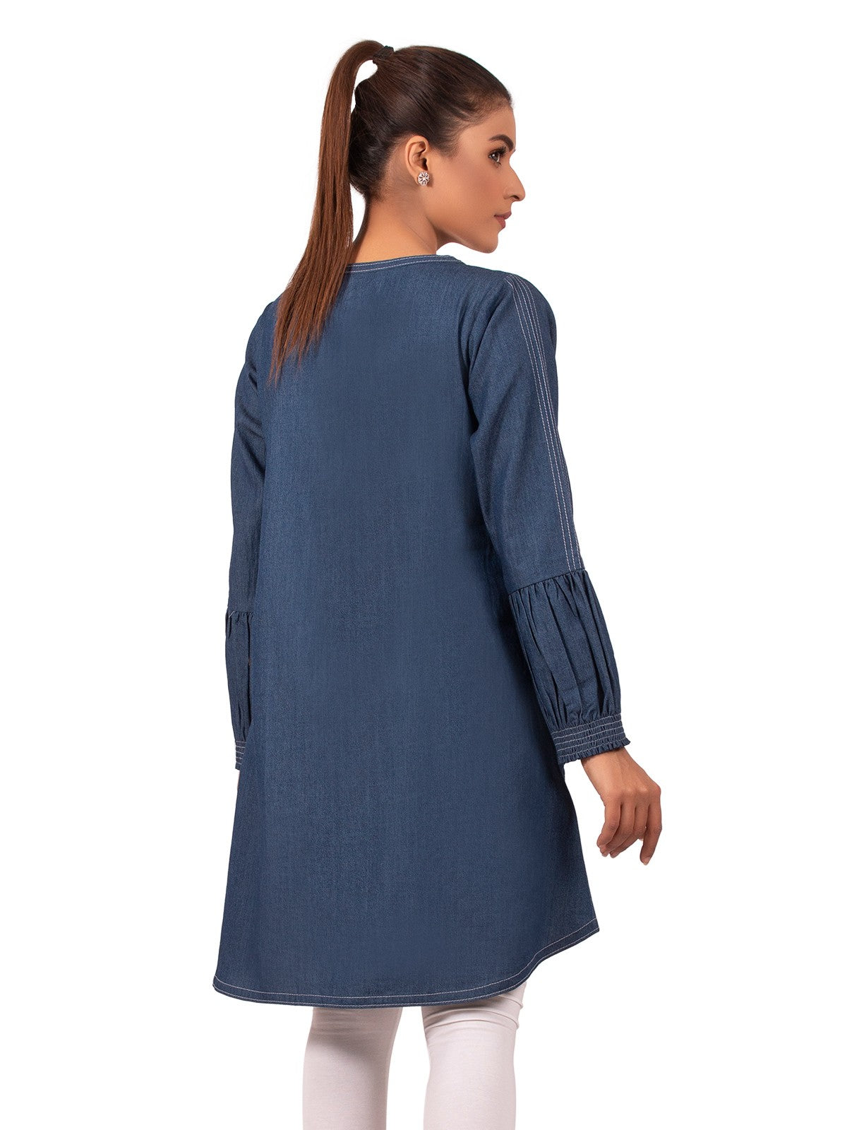 Edenrobe - Pret 1Pc Embroidered Denim Shirt - EWTKE20-66627