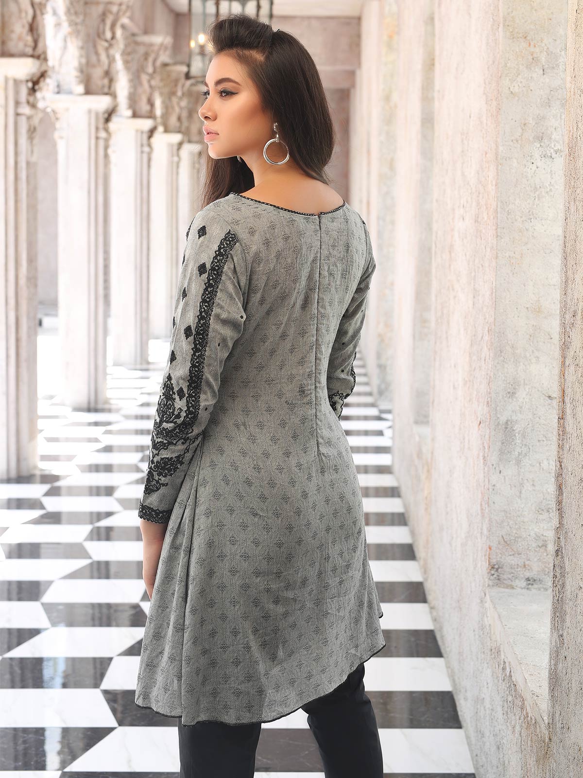 Edenrobe - Pret 1Pc Embroidered Jacquard Shirt - EWTKE20-66919