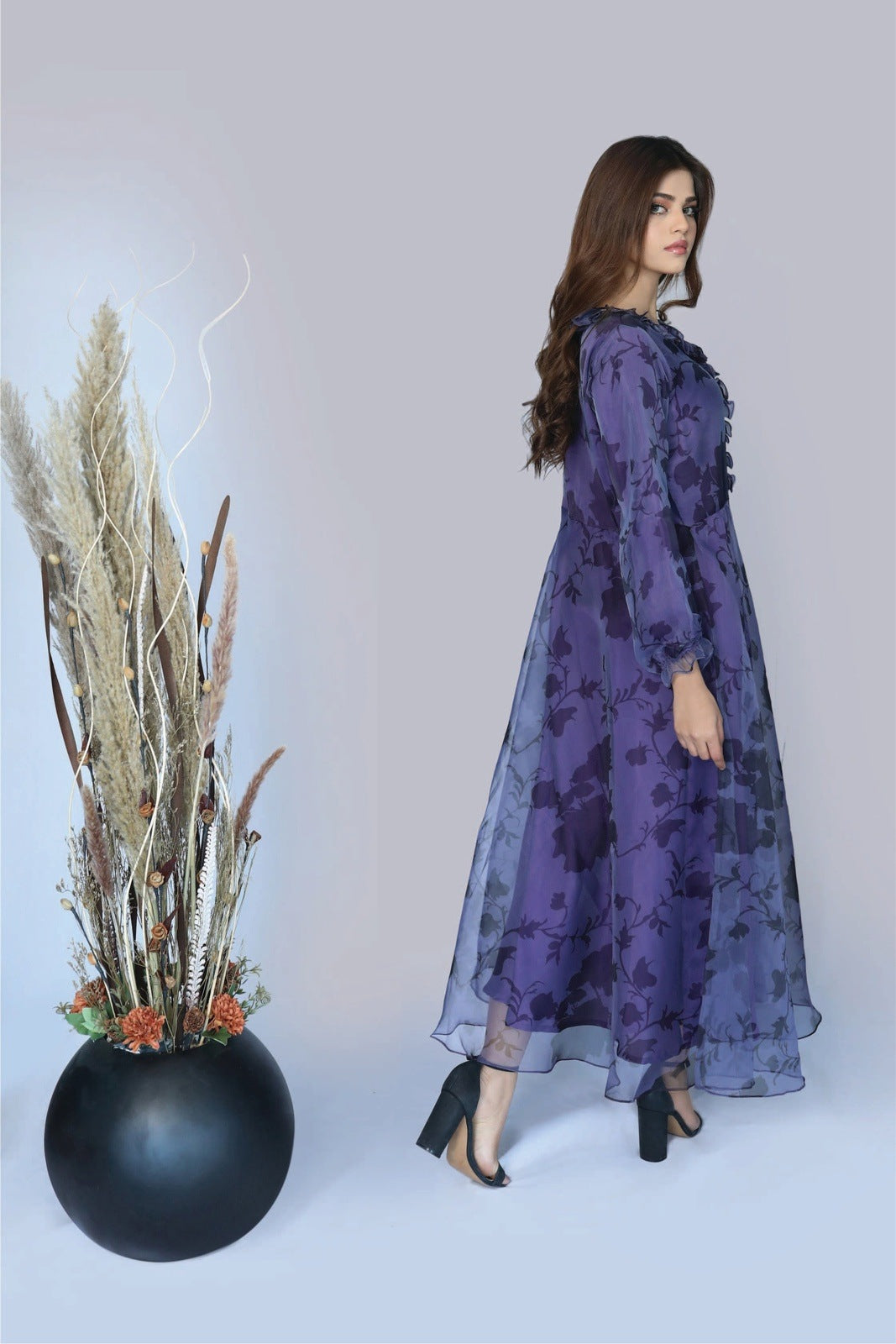 Bareeq Outfits - Orchid Floral Printed Frock