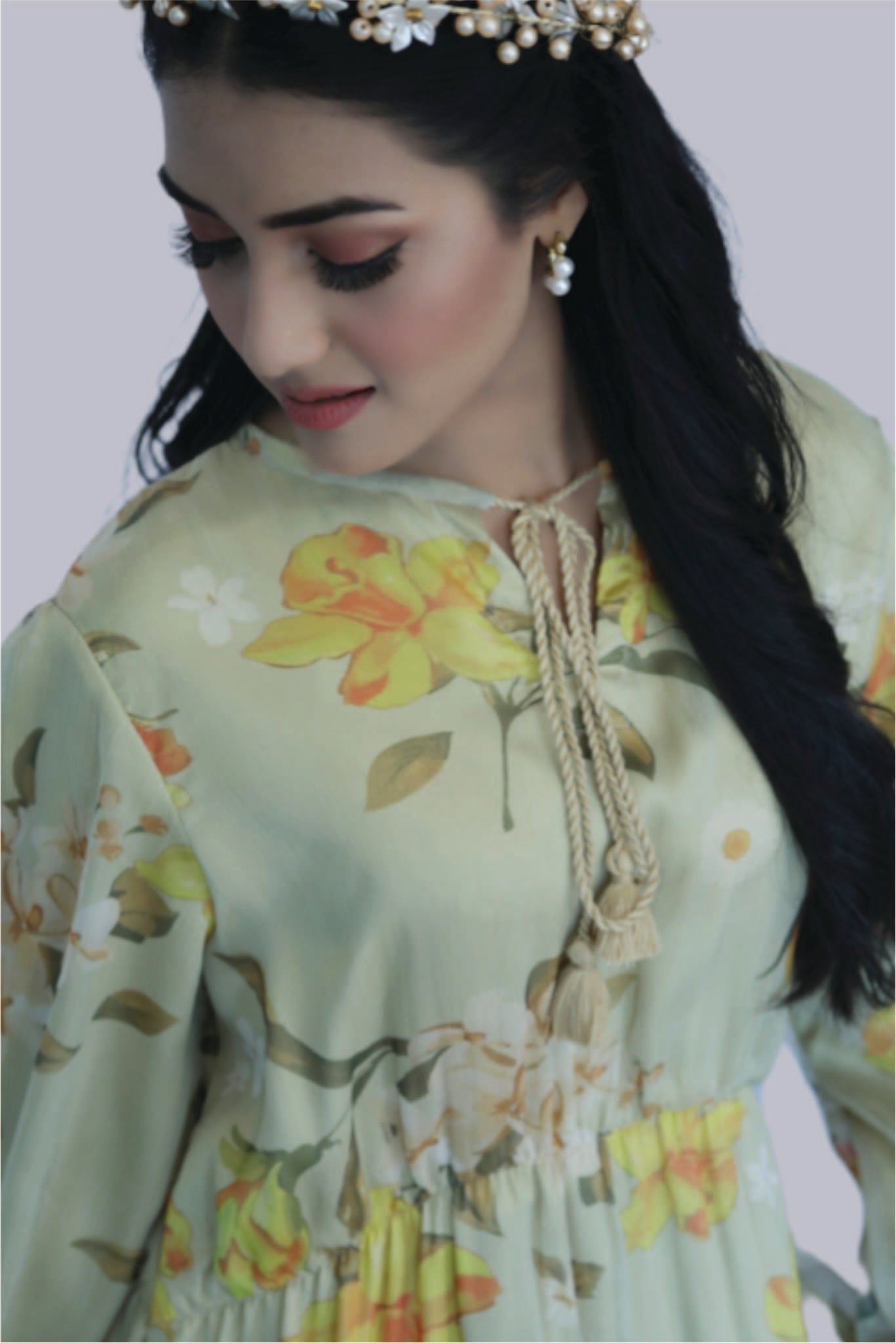 Bareeq Outfits - Amidst Hue Floral printed frock