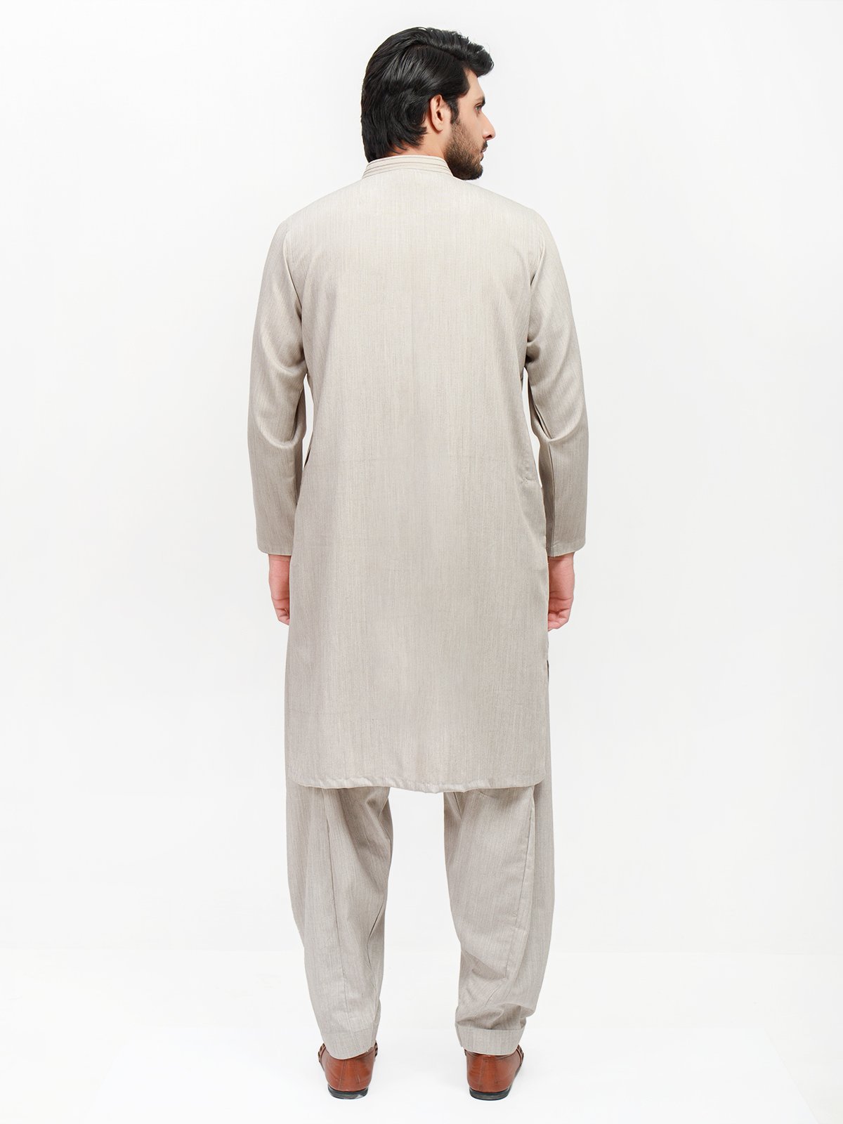 Edenrobe - Men's Light Grey Kurta Shalwar - EMTKS21S-40939