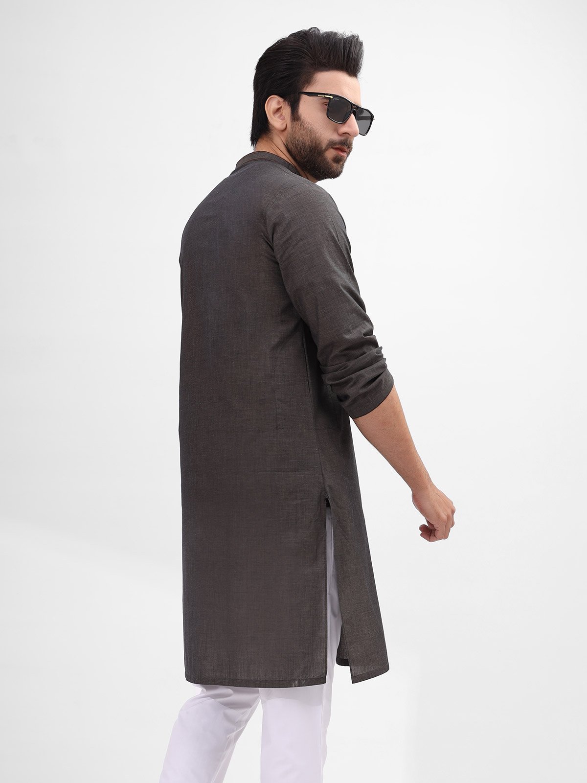 Edenrobe - Men's Black Olive Kurta - EMTK21S-99101