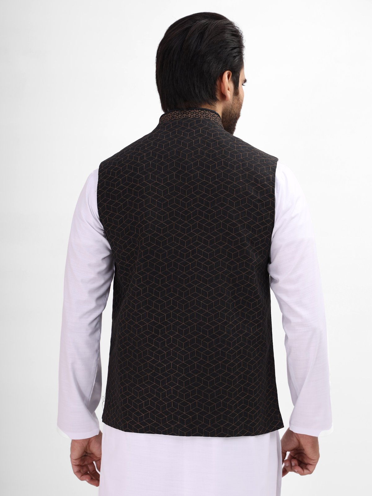 Edenrobe - Men's Black Waist Coat Ceremonial - EMTWCC21-079