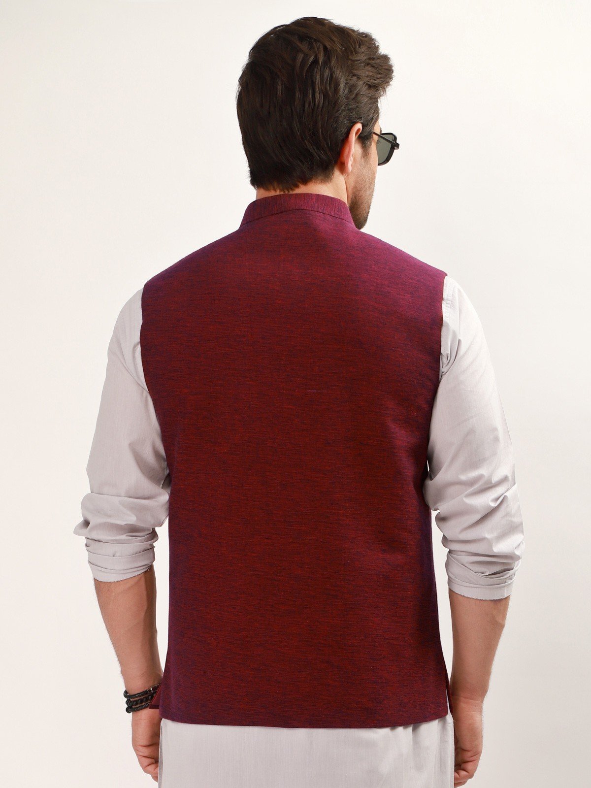 Edenrobe - Men's Maroon Waist Coat - EMTWC21-35744