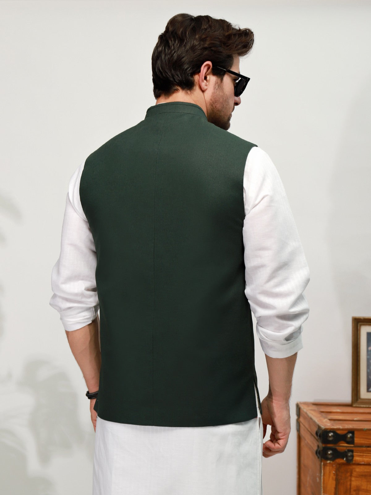 Edenrobe - Men's Bottle Green Waist Coat - EMTWC21-35755