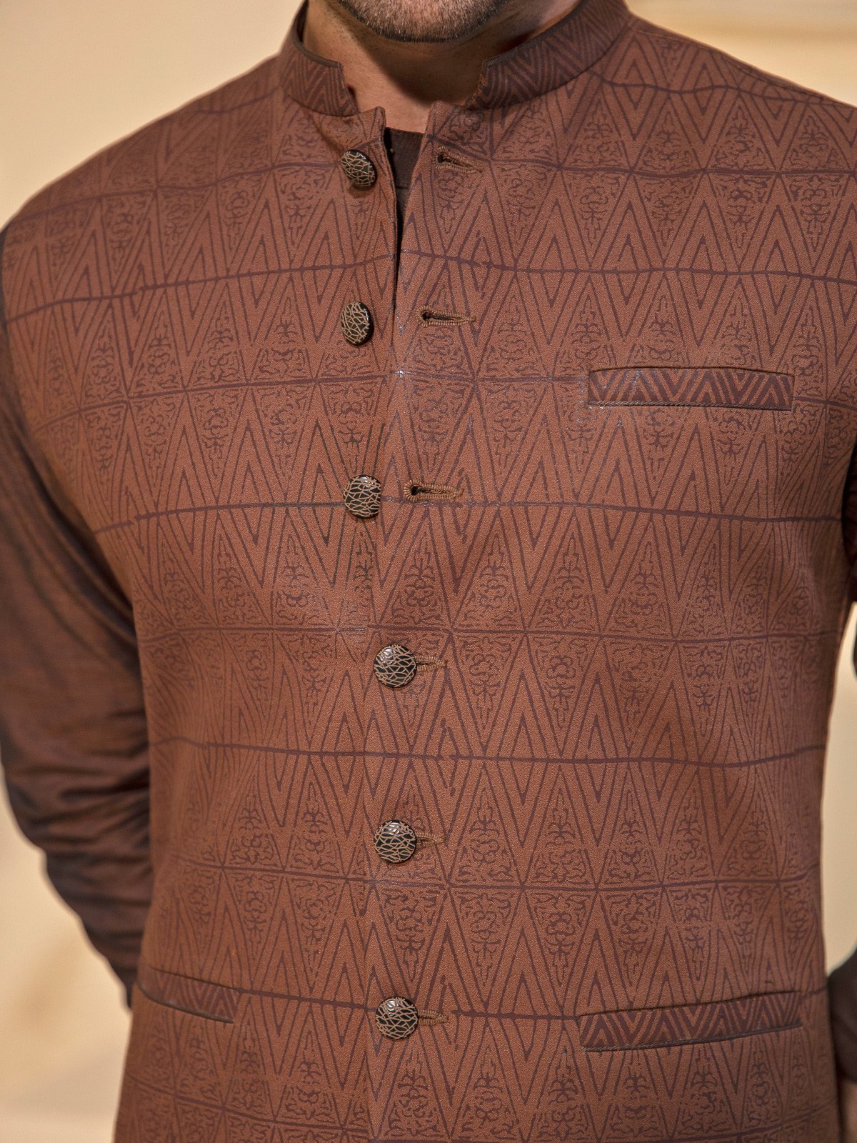 Edenrobe - Men's Brown Waist Coat - EMTWC21-35758