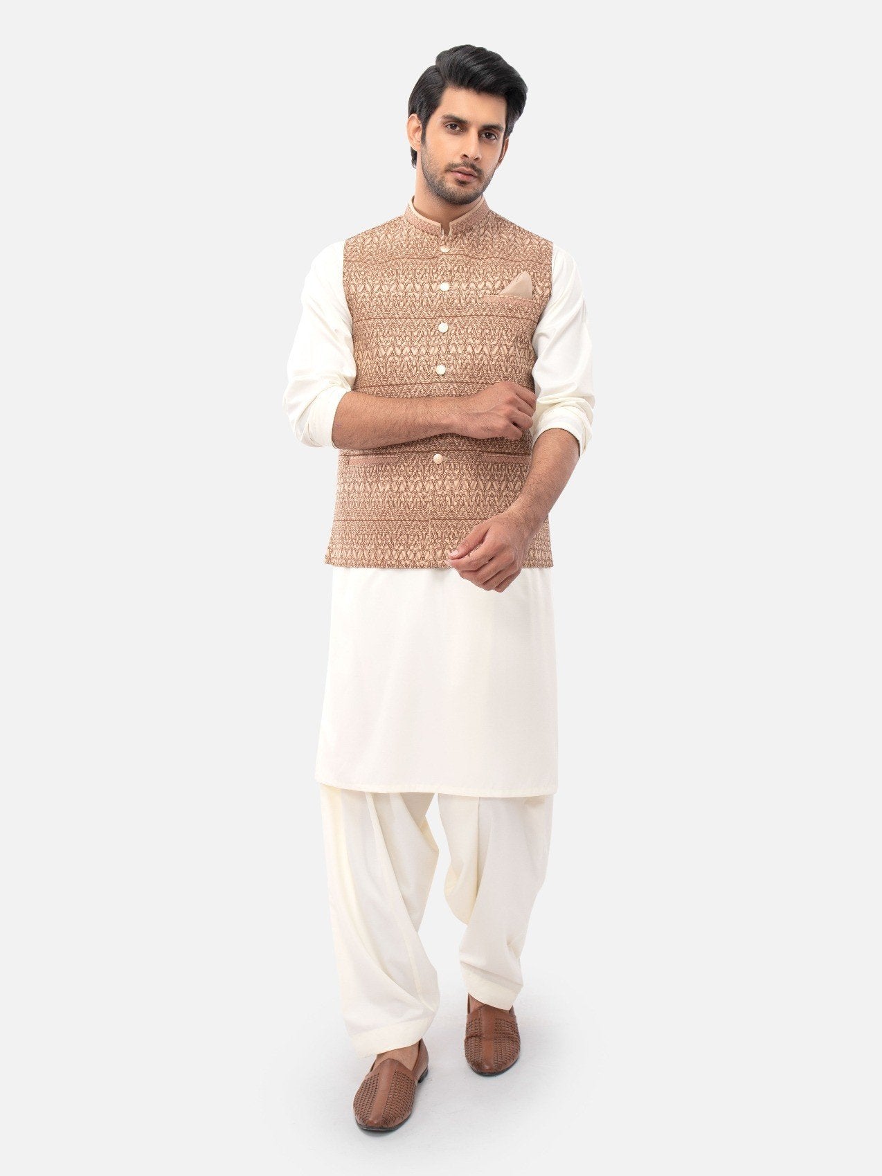 Edenrobe - Men's Light Brown Waist Coat - EMTWC21-35760