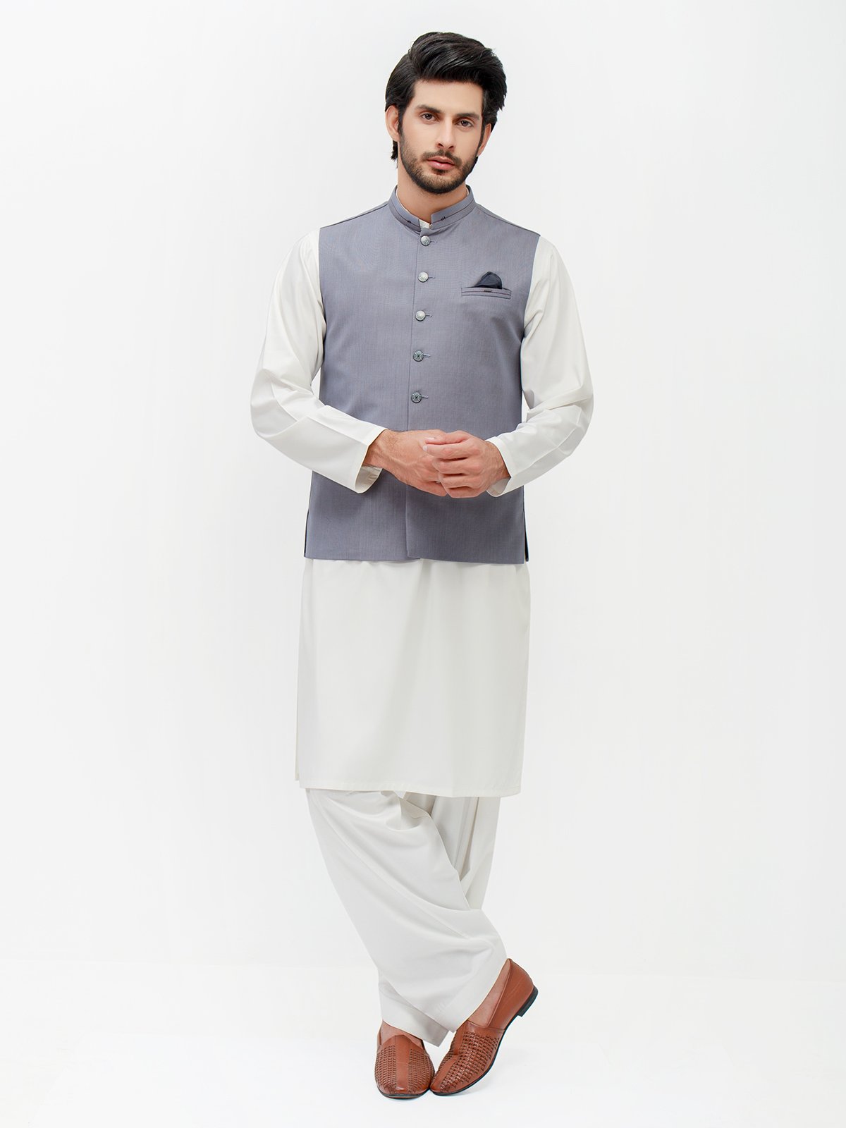 Edenrobe - Men's Steel Blue Waist Coat - EMTWC21-35775