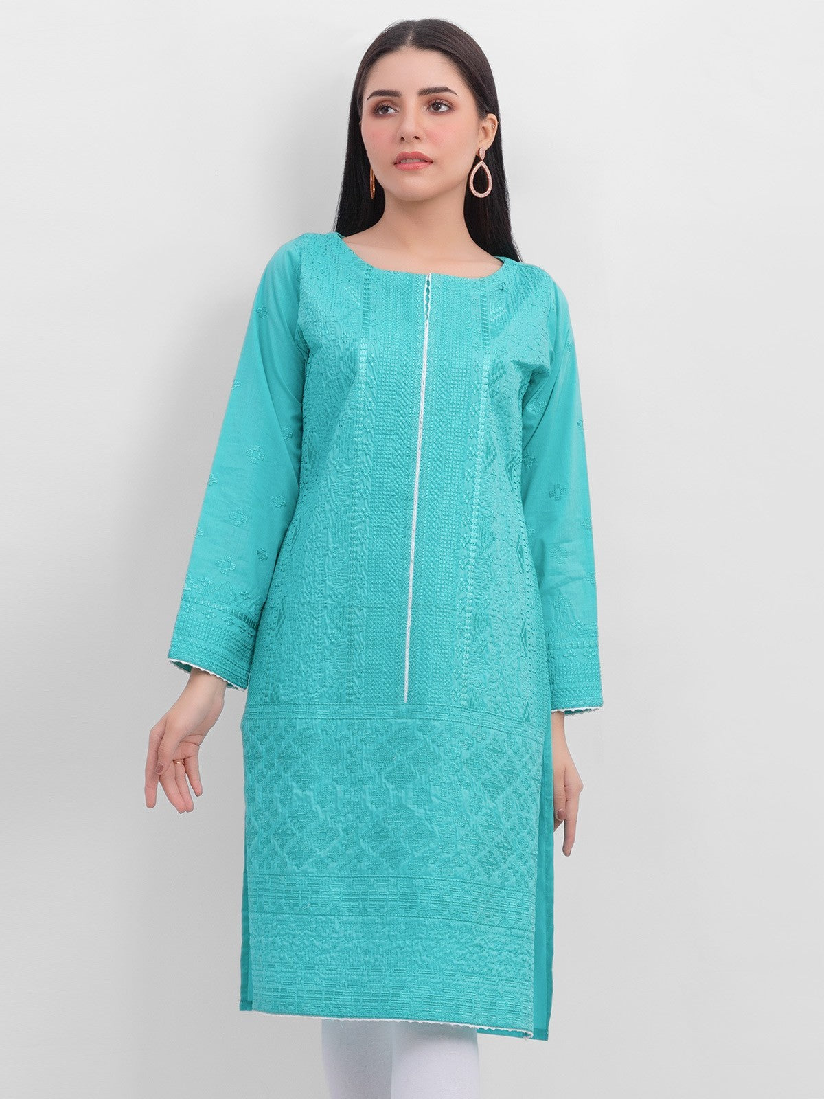 Edenrobe - Pret 1Pc Embroidered Cotton Shirt - EWTKE21-67315