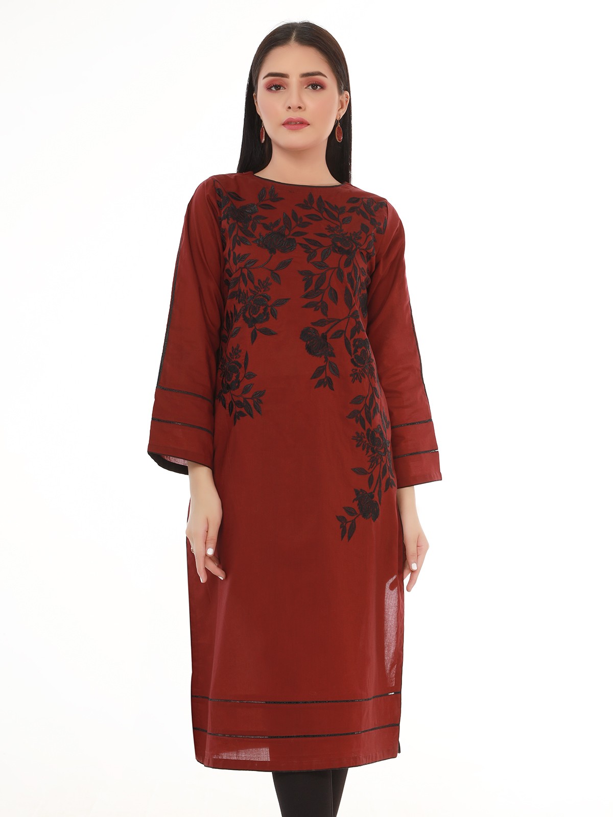 Edenrobe - Pret 2Pc Embroidered Khaddar Shirt Trouser - EWTKE21-67421