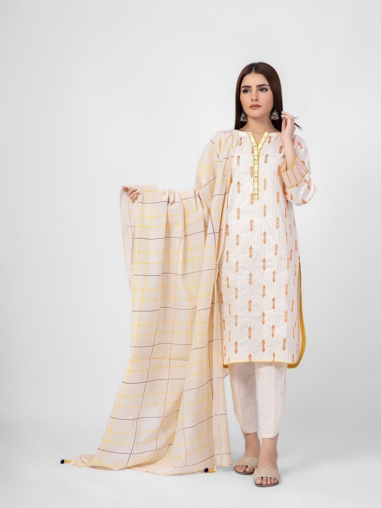 Edenrobe - Pret 2Pc Embroidered Cotton Shirt Dupatta - EWTKE21-67423 (2PC-D)