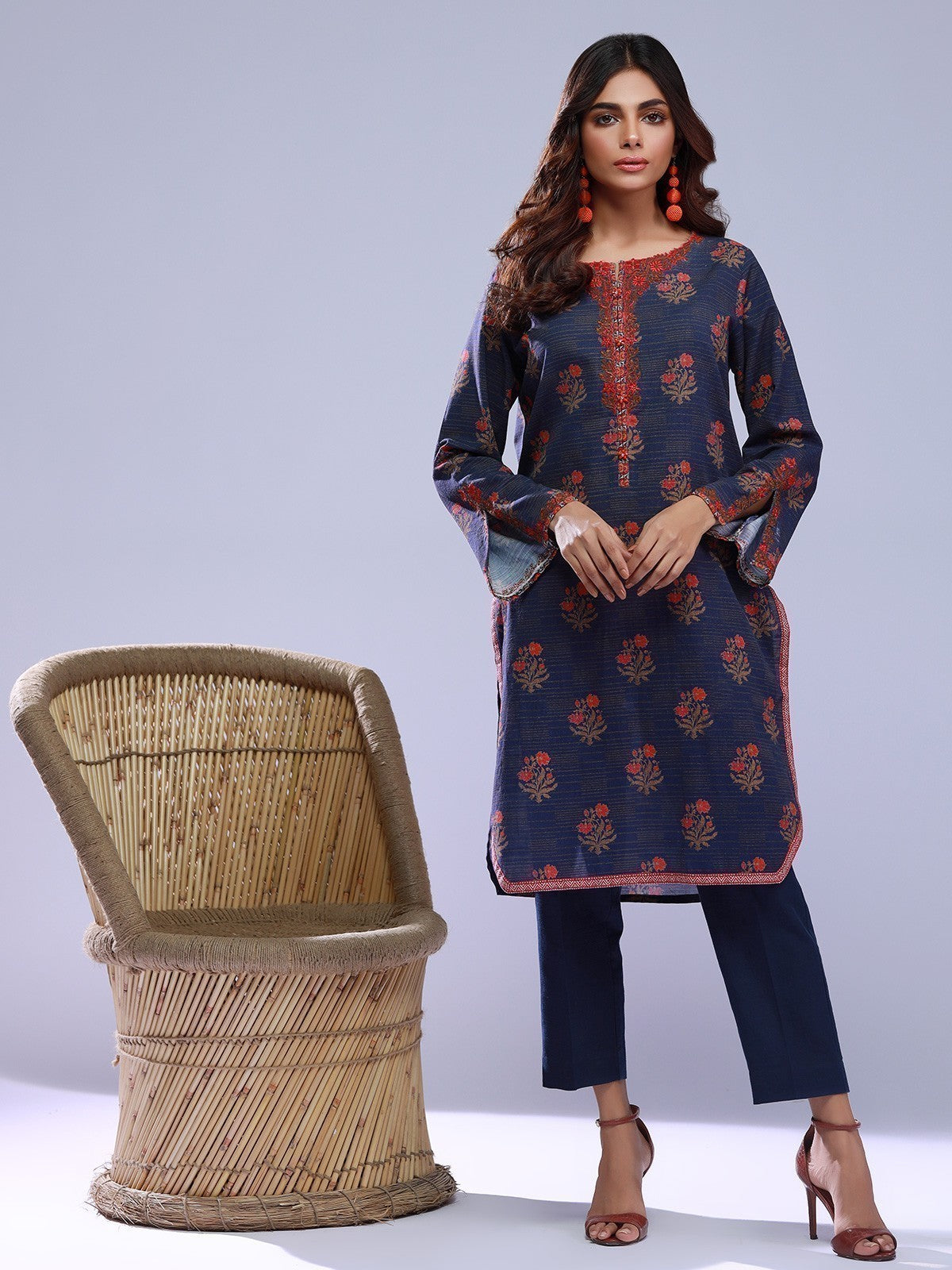 Edenrobe - Pret 1Pc Embroidered Khaddar Shirt - EWTKE21-67425