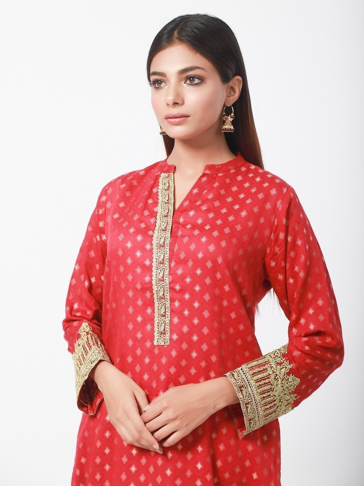 Edenrobe - Pret 2Pc Embroidered Jacquard Shirt Trouser - EWTKE21-67439 (2-PCS)