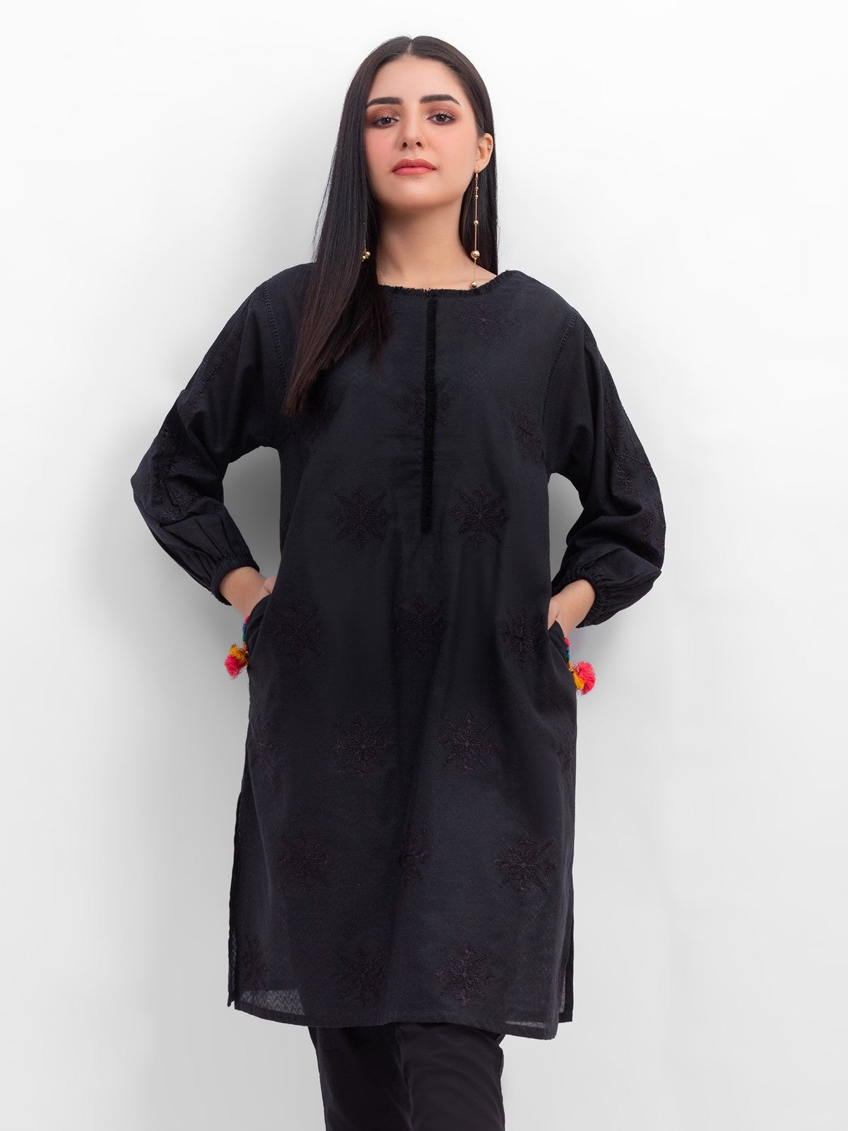 Edenrobe - Pret 2Pc Embroidered Jacquard Shirt Trouser - EWTKE21-67440 (2-PCS)