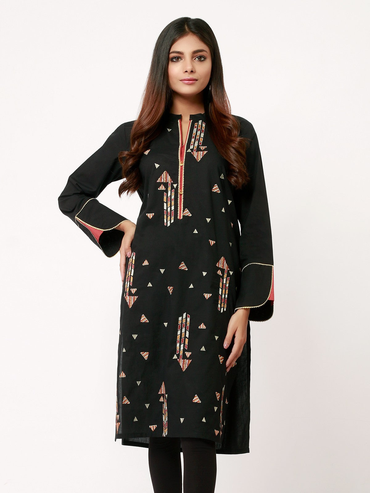 Edenrobe - Pret 1Pc Embroidered Cotton Shirt - EWTKE21-67448