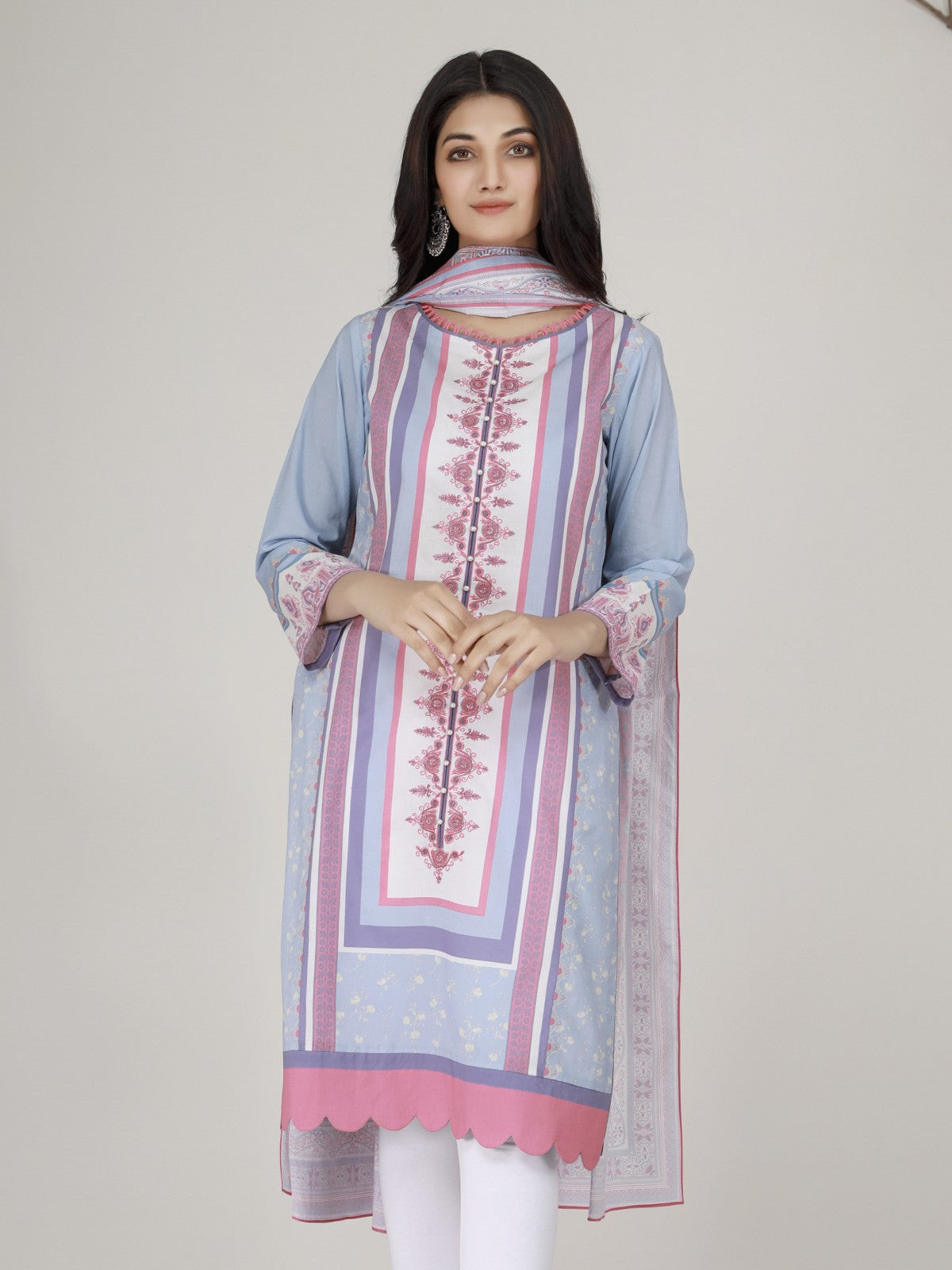 Edenrobe - Pret 2Pc Embroidered Lawn Shirt Dupatta - EWTKE21-67449 (2PC-D)