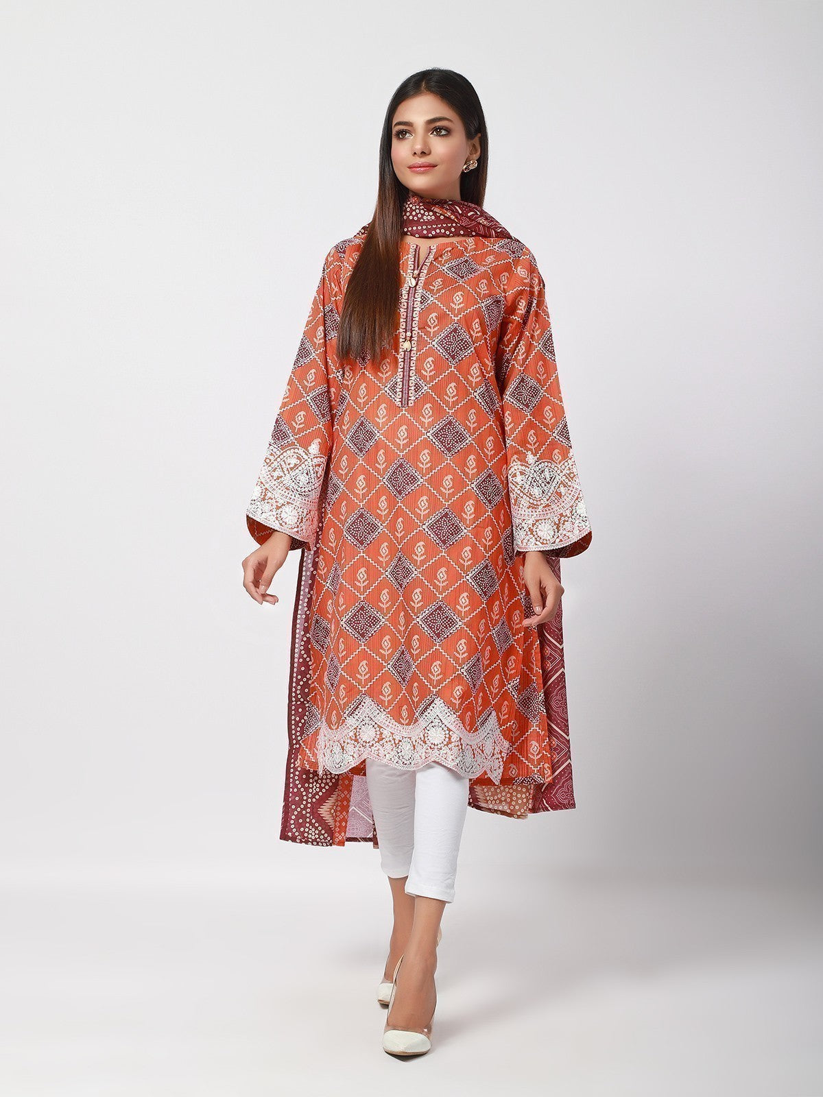 Edenrobe - Pret 2Pc Embroidered Lawn Shirt Dupatta - EWTKE21-67462 (2PC-D)