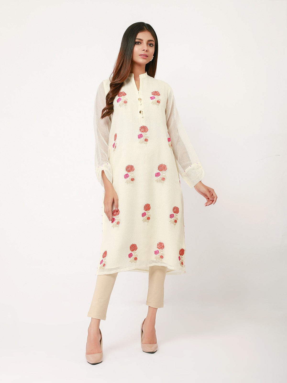 Edenrobe - Pret 1Pc Embroidered Cotton Shirt - EWTKE21-67499