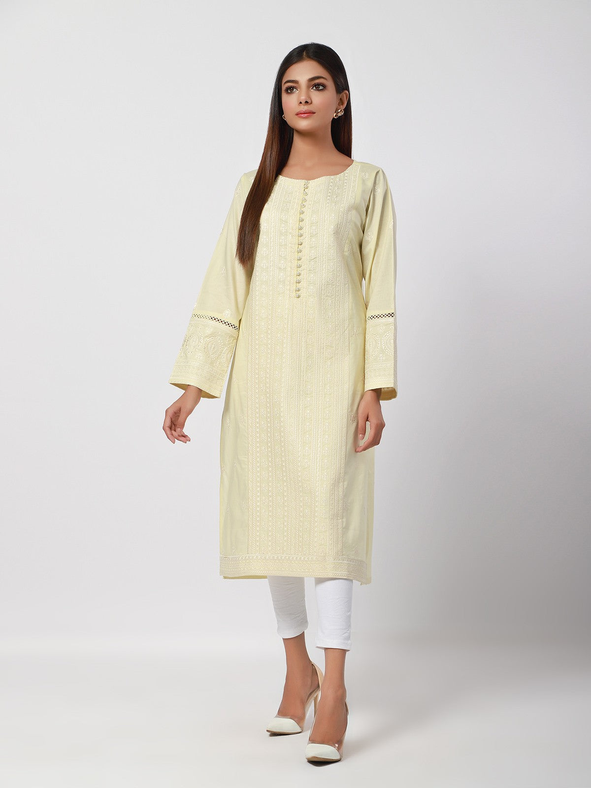 Edenrobe - Pret 1Pc Embroidered Jacquard Shirt - EWTKE21-67524