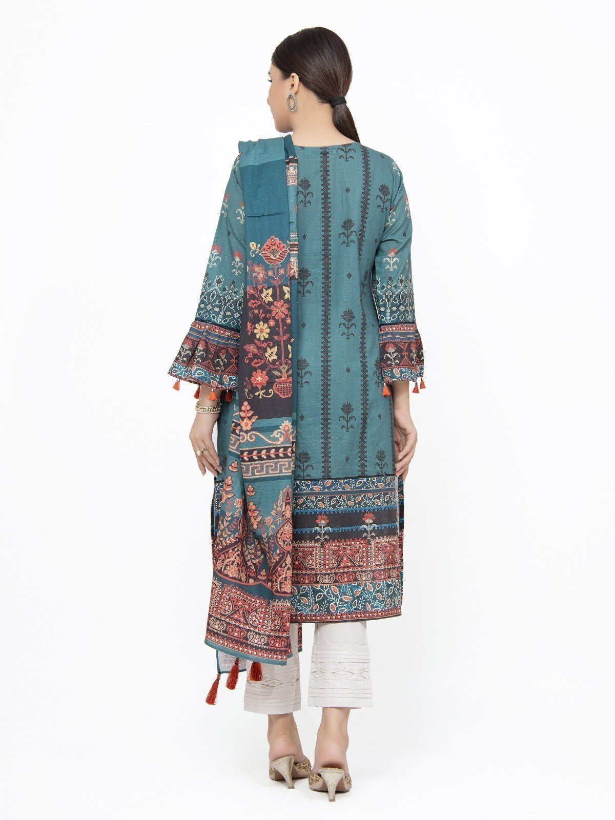 Edenrobe - Pret 2Pc Printed Khaddar Shirt Dupatta - EWTKP21-67896 (2PC-D)