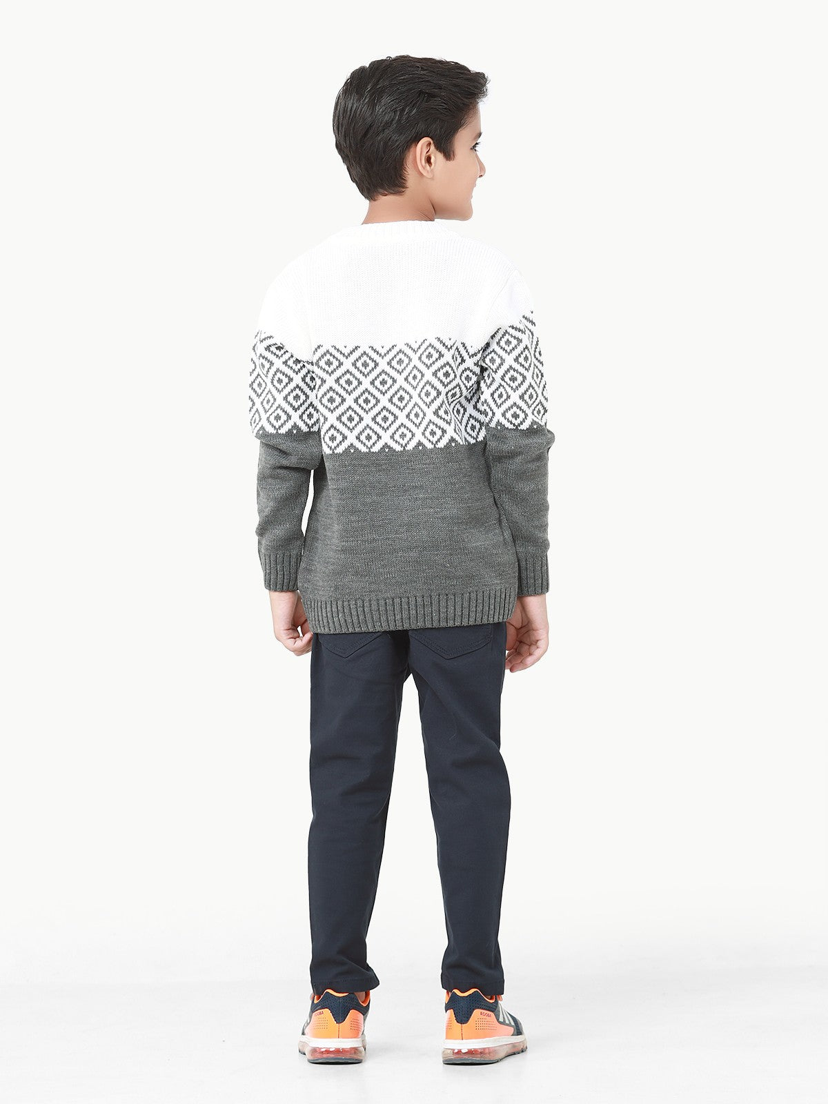 Edenrobe - Boy's Grey & Off White Sweater - EBTSWT22-004
