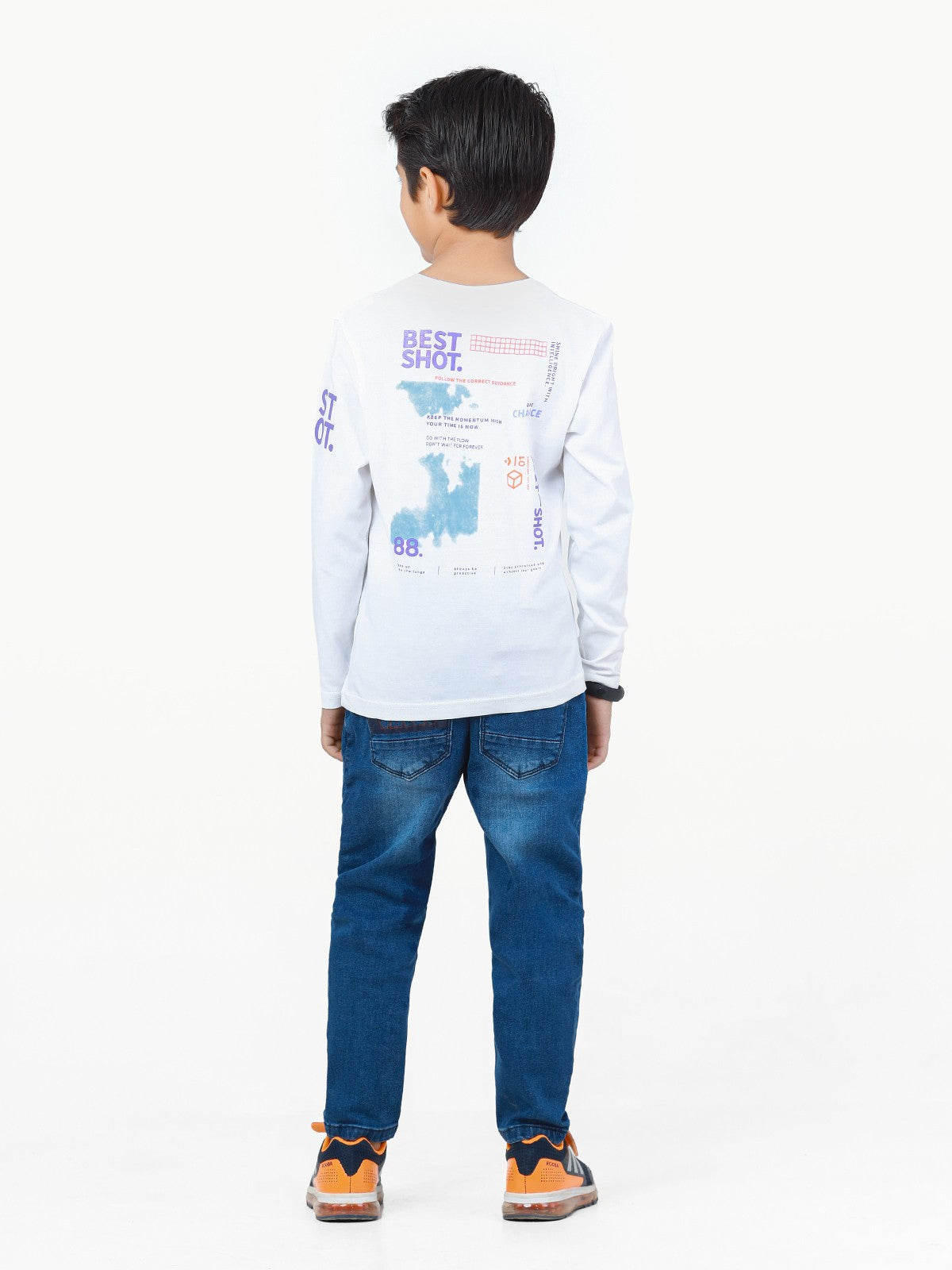 Edenrobe - Boy's White Full Sleeve T-Shirt - EBTGF22-008
