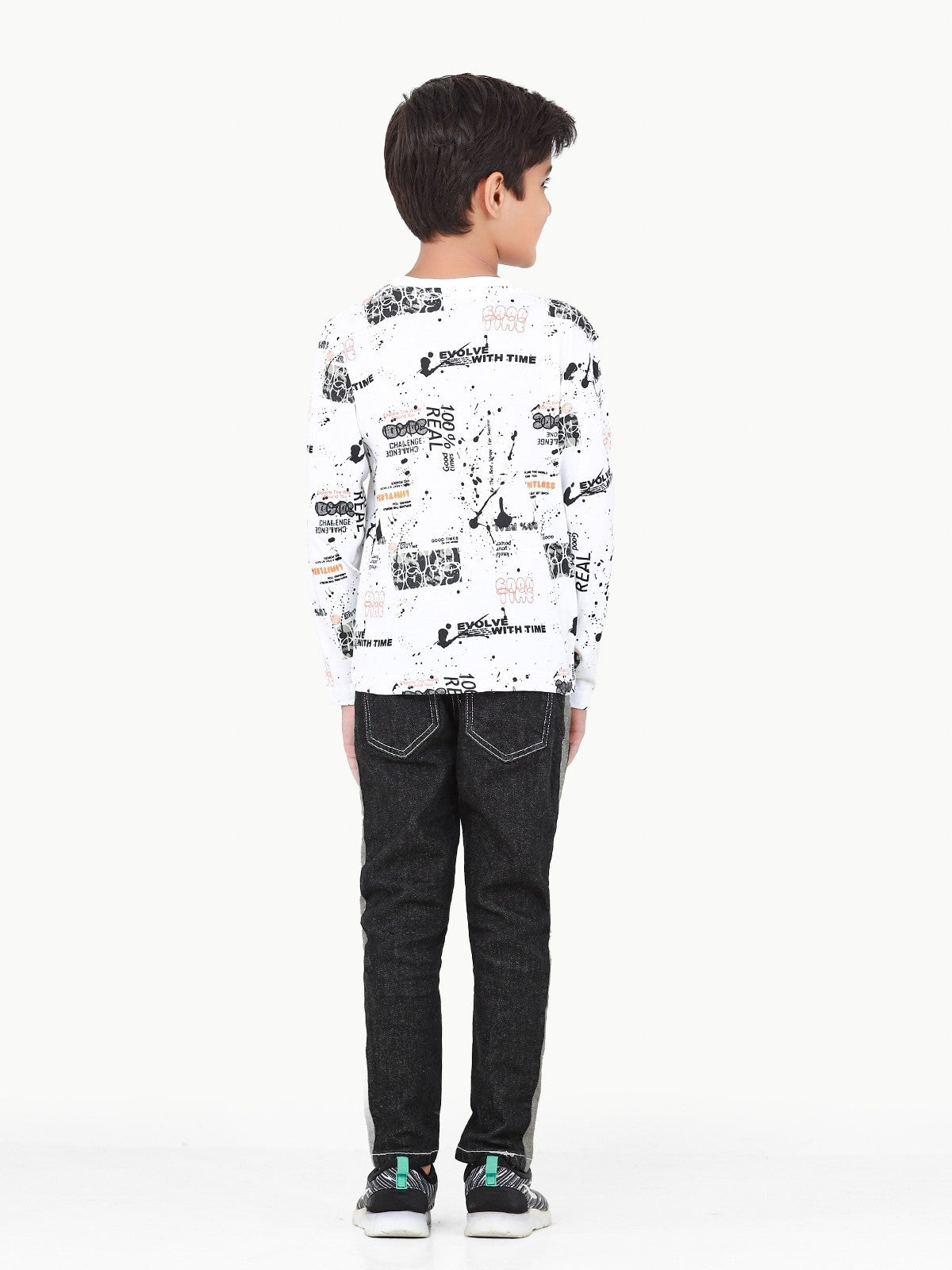 Edenrobe - Boy's White Full Sleeve T-Shirt - EBTGF22-009