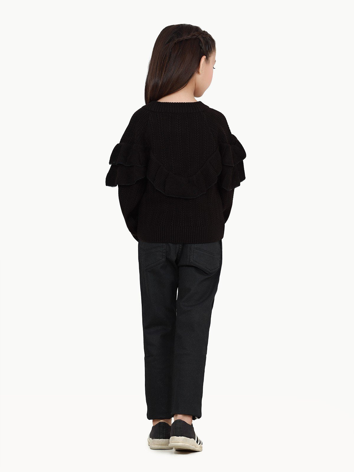 Edenrobe - Girl's Black Sweater - EGTSWT22-001