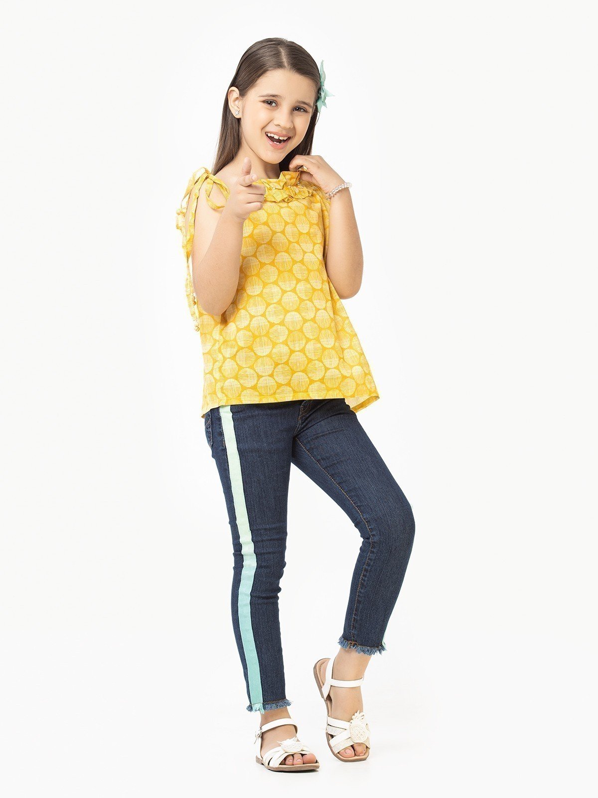 Edenrobe - Girl's Yellow Fusion Top - EGTF21S-001