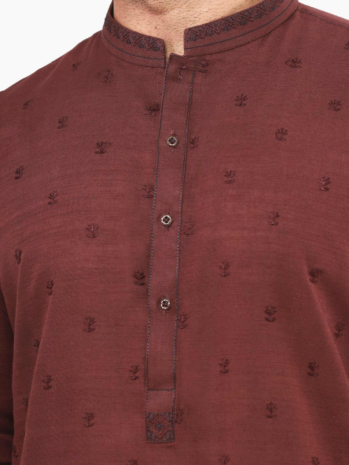 Edenrobe - Men's Burgundy Kurta - EMTK22S-99208
