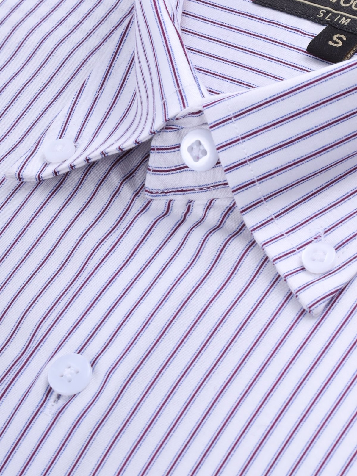 Edenrobe - Men's White & Purple Striped Shirt - EMTSI21-50237