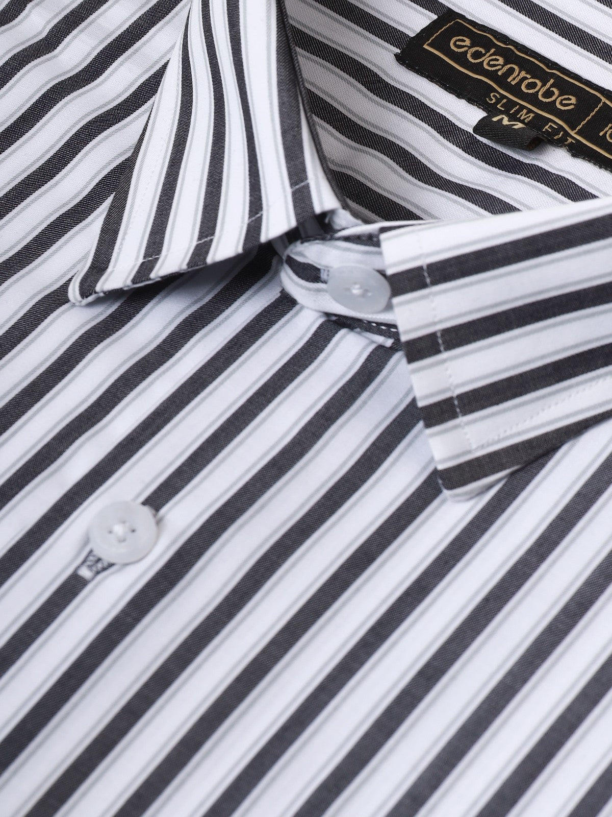 Edenrobe - Men's White & Black Striped Shirt - EMTSI22-50239
