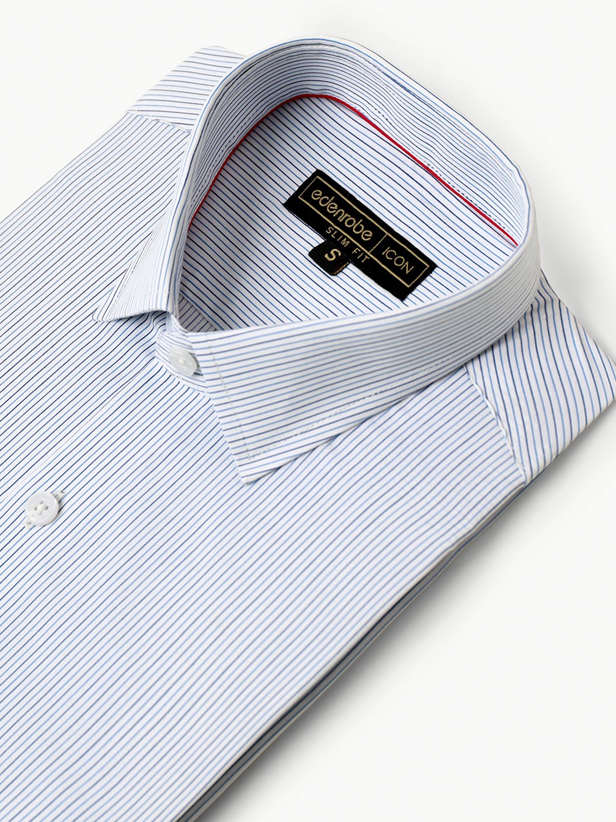 Edenrobe - Men's White & Blue Striped Shirt - EMTSI22-50251