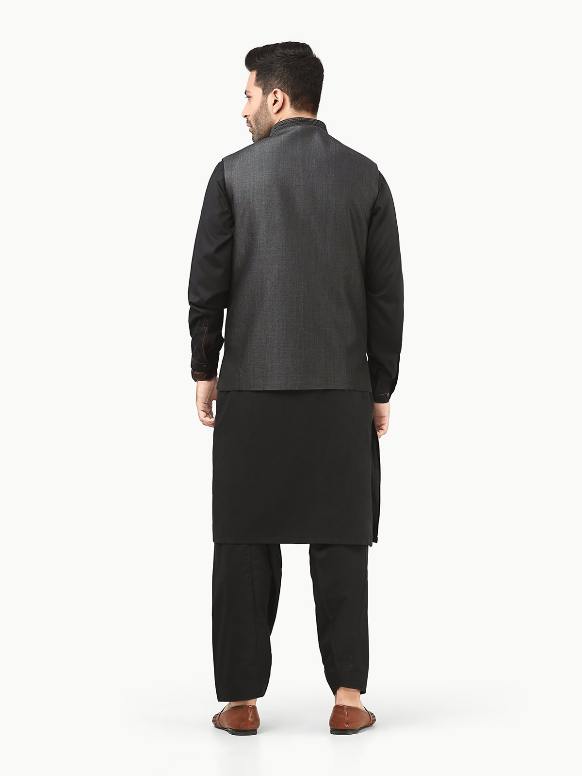 Edenrobe - Men's Dark Grey Waist Coat Ceremonial - EMTWCC22-119