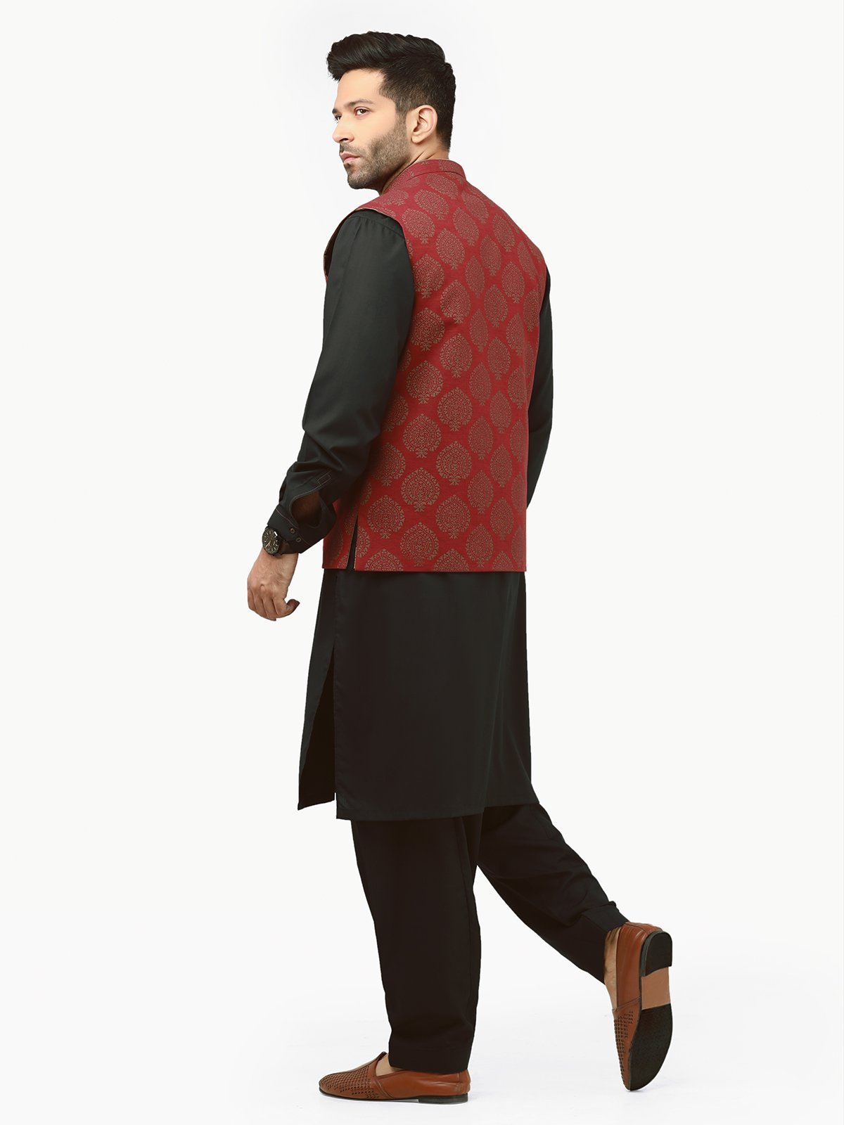 Edenrobe - Men's Burgundy Waist Coat - EMTWC22-35784