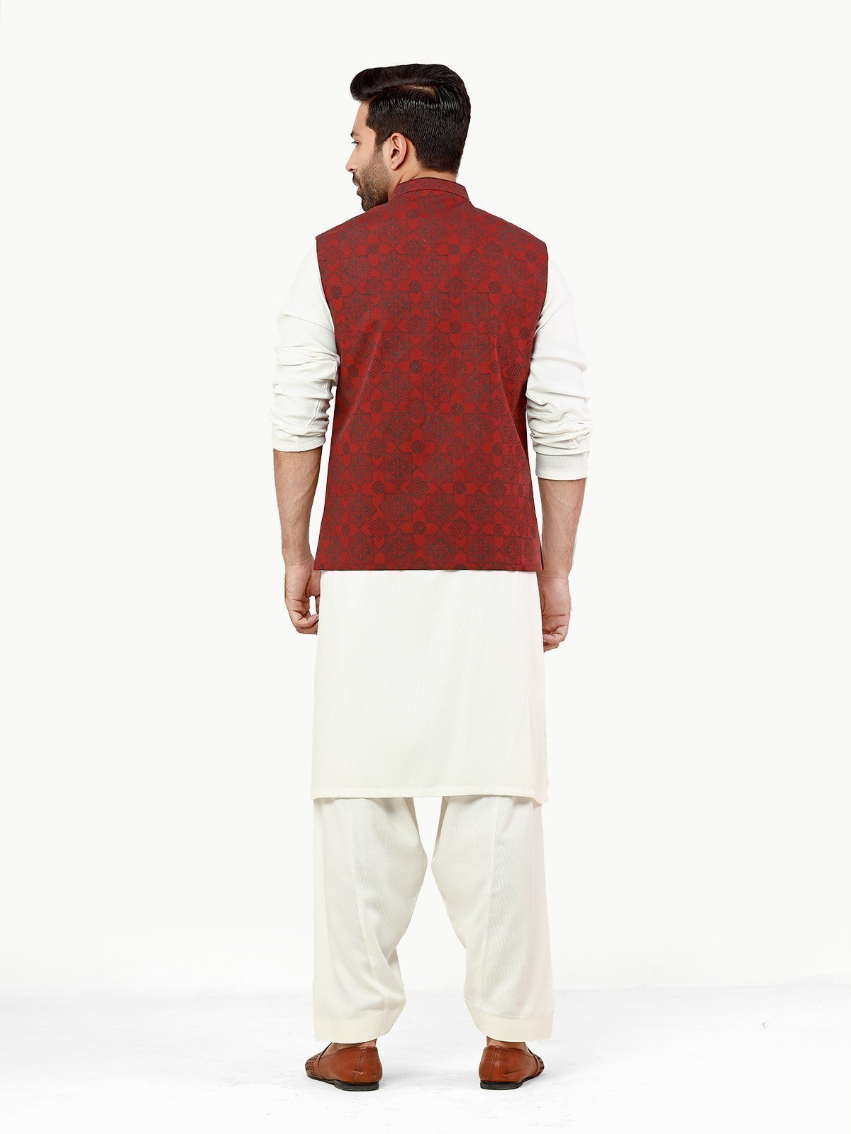 Edenrobe - Men's Maroon Waist Coat - EMTWC22-35806