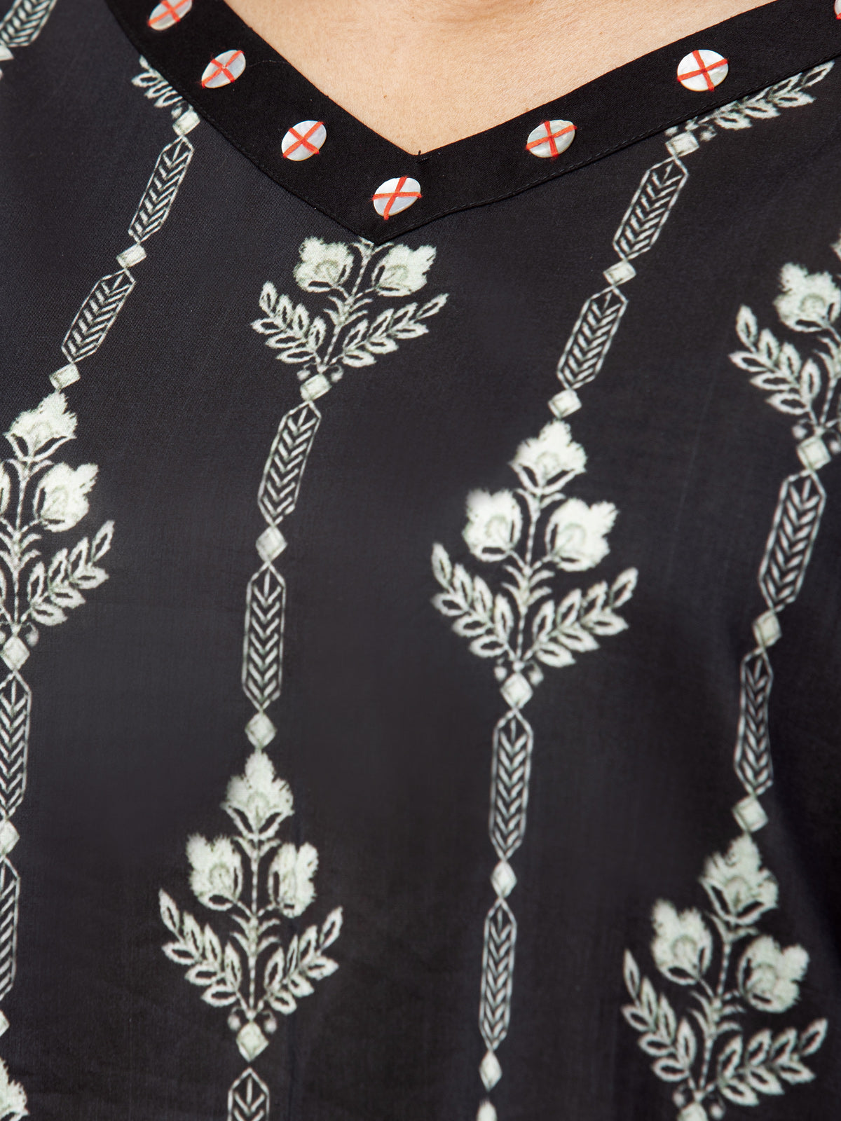 Edenrobe - EWU22A3-24253 Unstitched Black Printed Khaddar 2 Piece