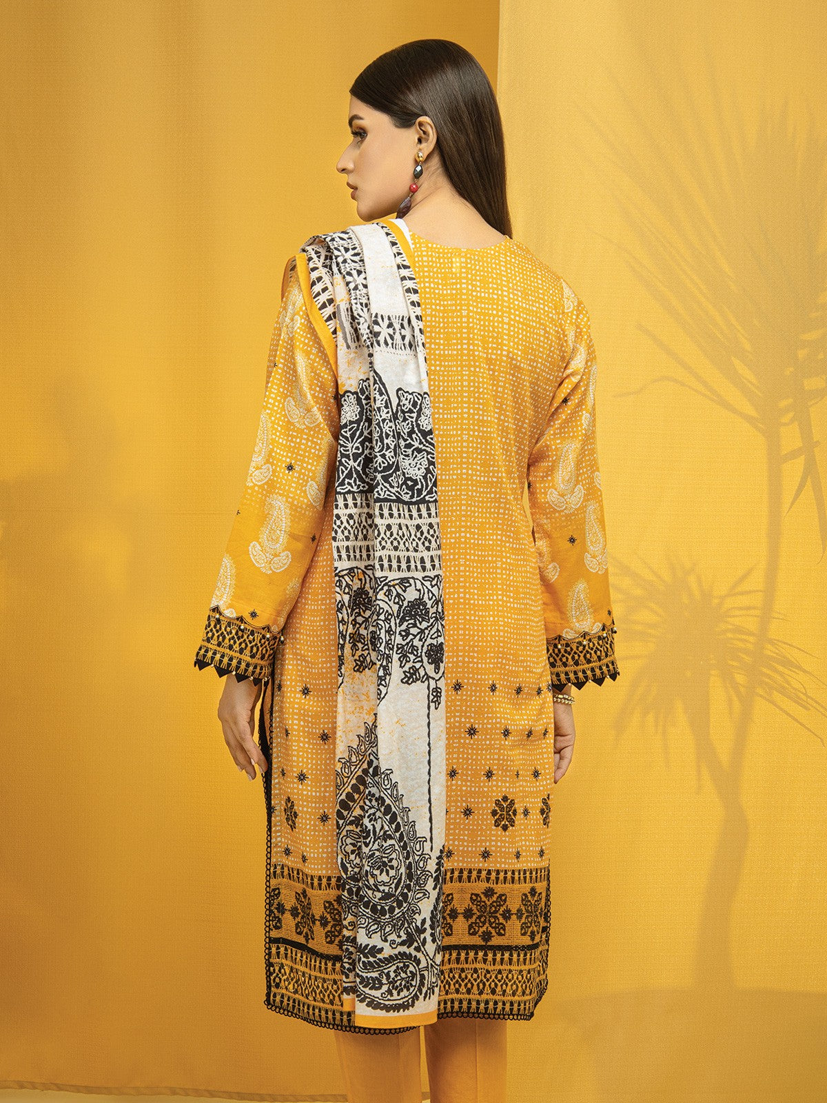 Edenrobe - EWU22V1-23551S Unstitched Light Orange Embroidered Lawn 1 Piece